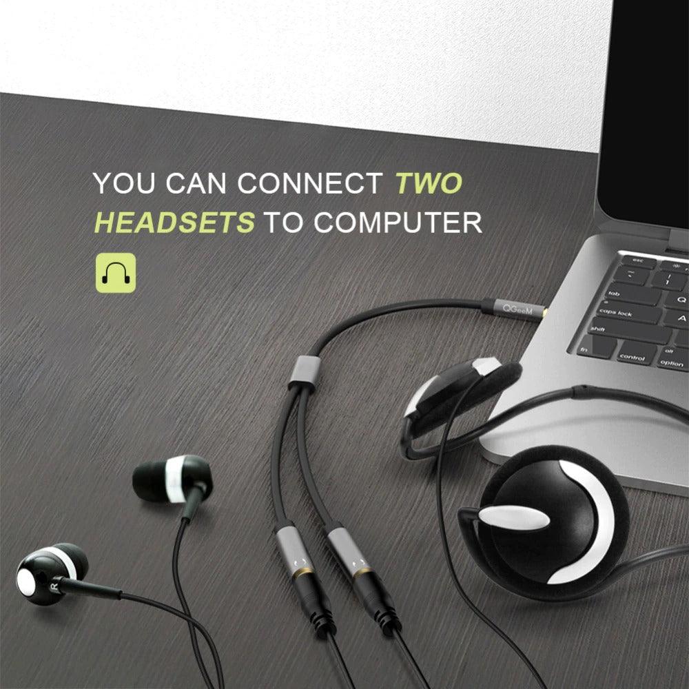 Earphone Extension Cable Jack 3.5mm Audio Cable Male To 2 Female Aux Cable Headphone Splitter Dual Headphone Jack Adapter For Earphone Headset Compatible with Mobile Phone Tablet Laptop Stevvex