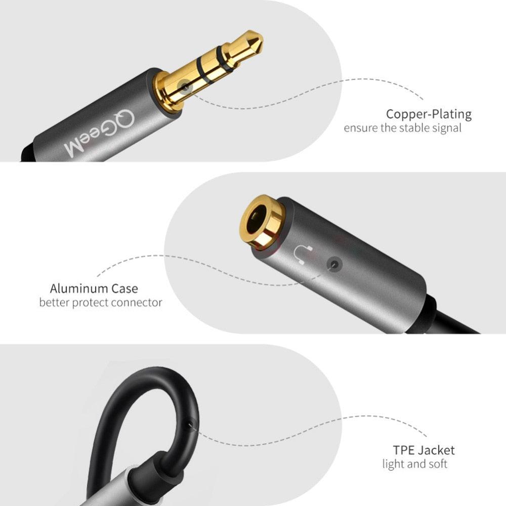 Earphone Extension Cable Jack 3.5mm Audio Cable Male To 2 Female Aux Cable Headphone Splitter Dual Headphone Jack Adapter For Earphone Headset Compatible with Mobile Phone Tablet Laptop Stevvex