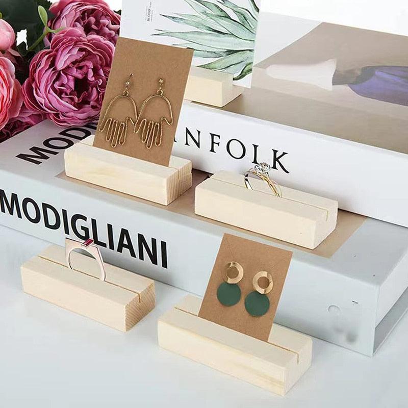 Earrings Jewelry Display Wooden Base Ring Necklace Jewelry Stands Holders Earring Cards Wood Base Retail Display Classic Design Ring Necklace Jewelry Storage Case Jewelry Organiser For Women Stevvex