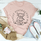 Easily Distracted By Cow Tee Peachy Sunday