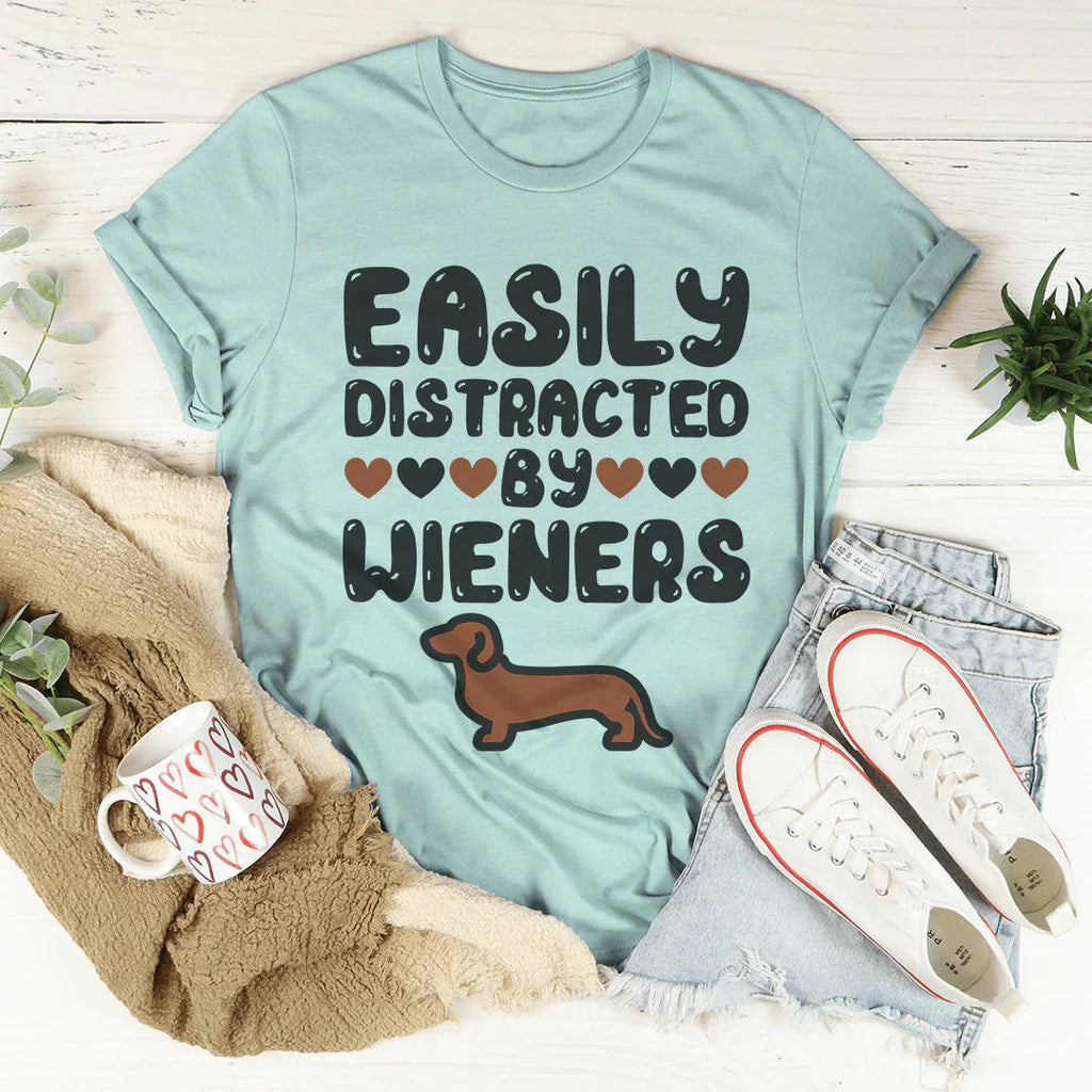 Easily Distracted By Wieners Tee Peachy Sunday