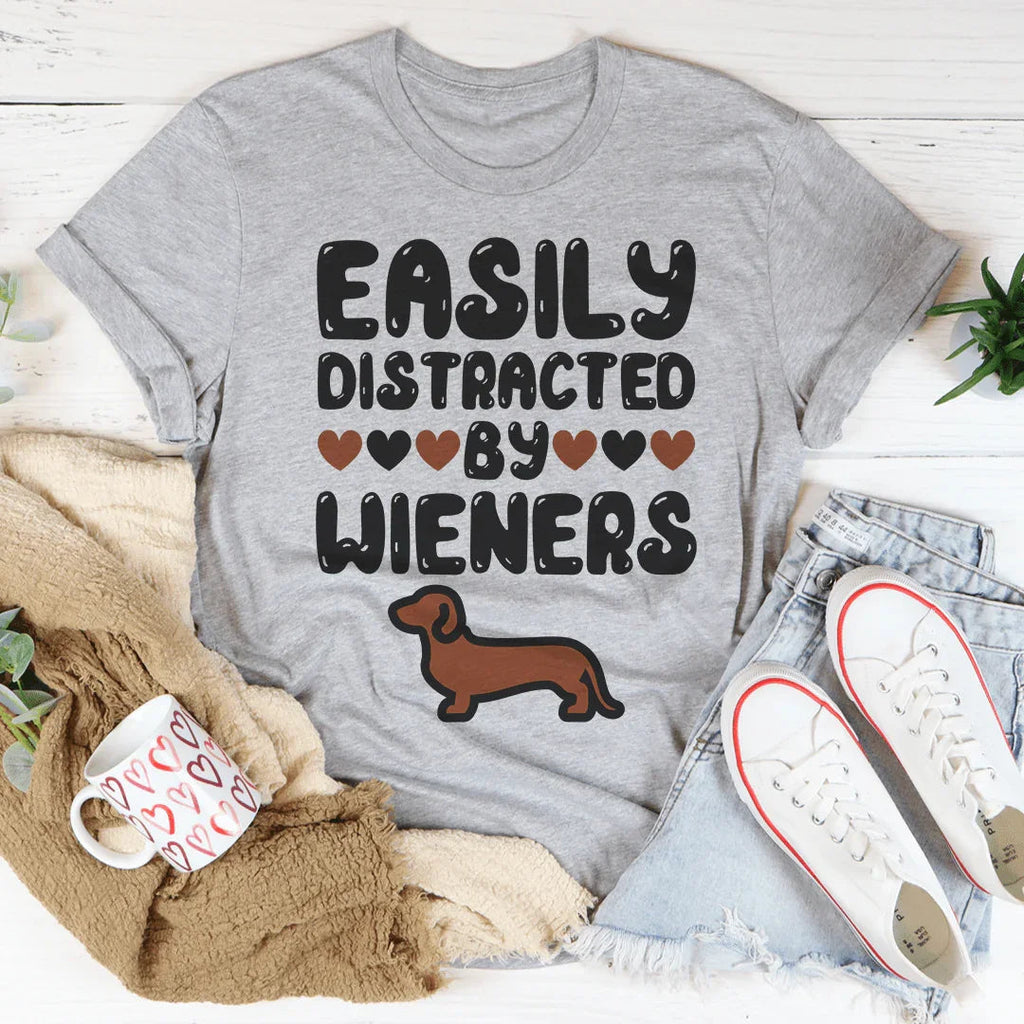 Easily Distracted By Wieners Tee Peachy Sunday