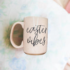 Easter Spring Ceramic Coffee Mug 16oz Pastel Blue Pink Large Tan Base Gift