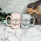 Easter Spring Ceramic Coffee Mug 16oz Pastel Blue Pink Large Tan Base Gift