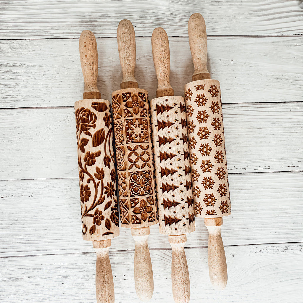 Easter Spring Rolling Pins for Kids and Bakers - Embossed Cookie Dough Pins BandsCo Straps