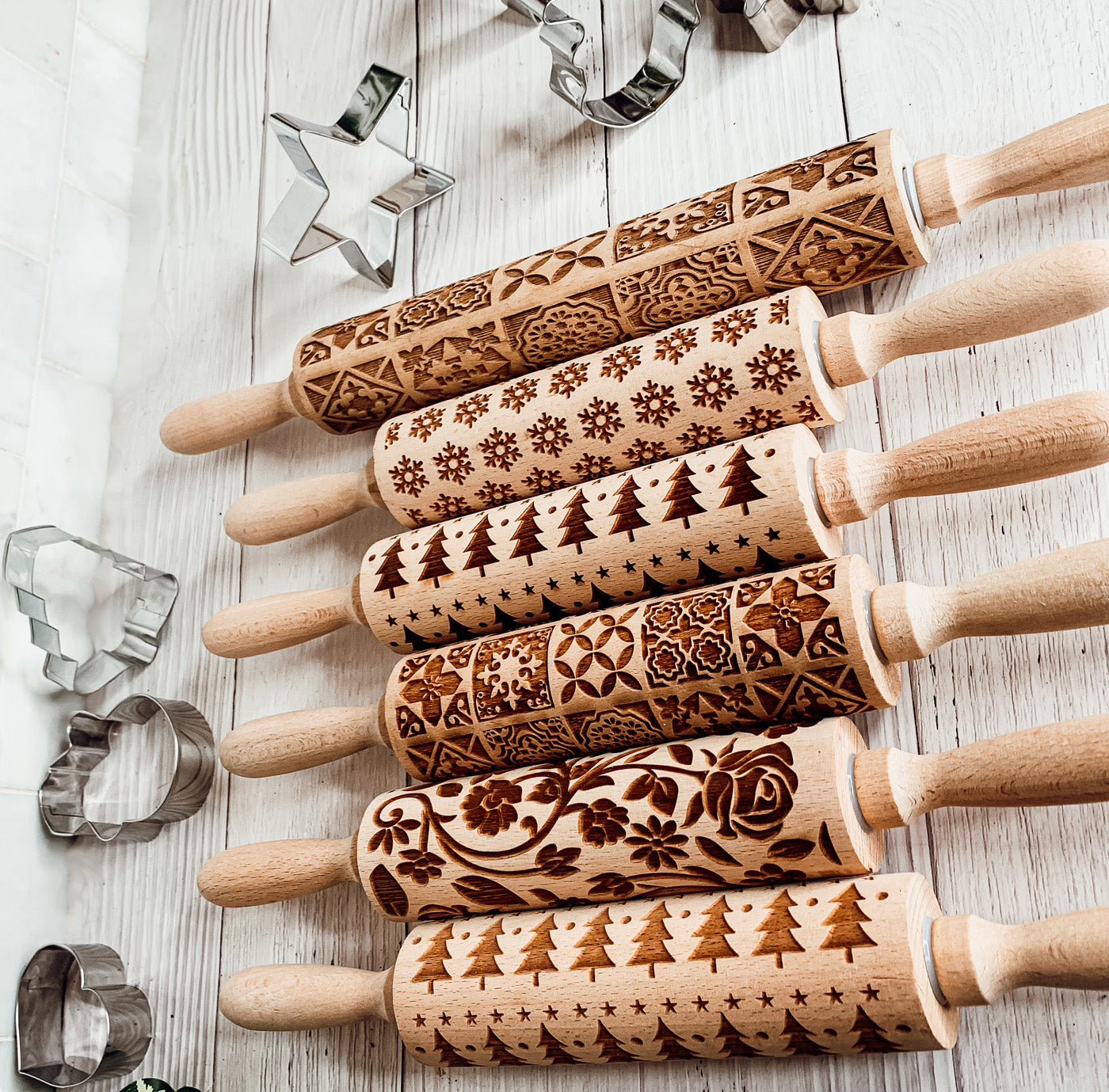 Easter Spring Rolling Pins for Kids and Bakers - Embossed Cookie Dough Pins BandsCo Straps
