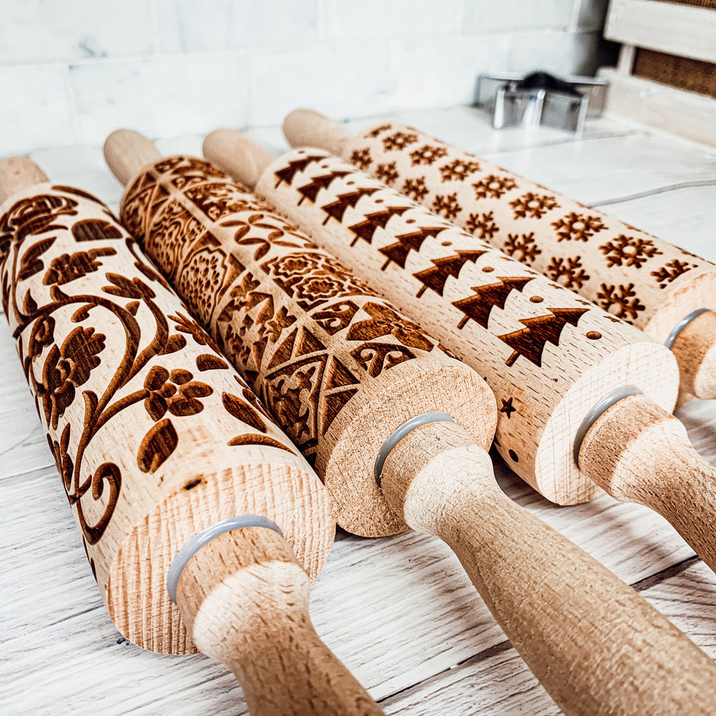 Easter Spring Rolling Pins for Kids and Bakers - Embossed Cookie Dough Pins BandsCo Straps