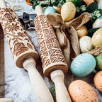 Easter Spring Rolling Pins for Kids and Bakers - Embossed Cookie Dough Pins BandsCo Straps