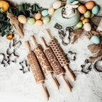 Easter Spring Rolling Pins for Kids and Bakers - Embossed Cookie Dough Pins BandsCo Straps