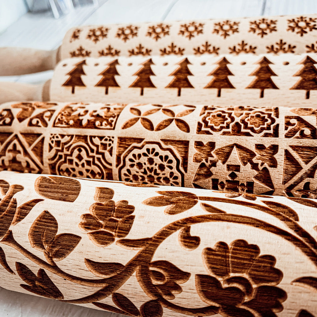 Easter Spring Rolling Pins for Kids and Bakers - Embossed Cookie Dough Pins BandsCo Straps