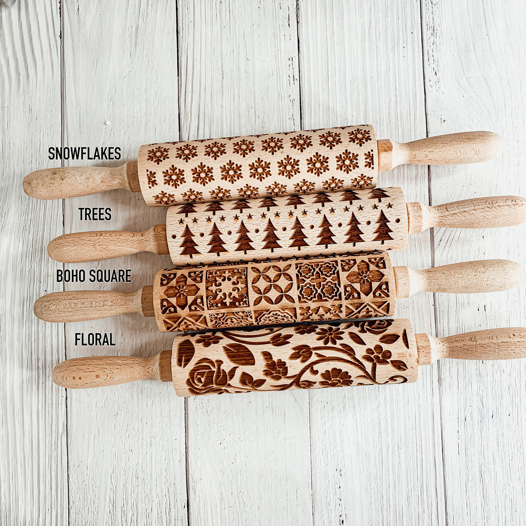 Easter Spring Rolling Pins for Kids and Bakers - Embossed Cookie Dough Pins BandsCo Straps