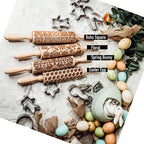 Easter Spring Rolling Pins for Kids and Bakers - Embossed Cookie Dough Pins BandsCo Straps