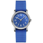 Easy To Read Quartz Watches Nylon Strap Sweat Proof Movement Analog Watch For Girls Boys Teens Minimalist Wrist Watch With Soft Band Learning Time Watch First Watch Soft Cloth Strap Stevvex