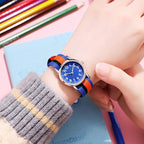Easy To Read Quartz Watches Nylon Strap Sweat Proof Movement Analog Watch For Girls Boys Teens Minimalist Wrist Watch With Soft Band Learning Time Watch First Watch Soft Cloth Strap Stevvex