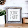 Eat Drink Merry 5 Inch Wood Sign Holiday Kitchen Wall Decor Rustic Christmas Home Accent BandsCo Straps