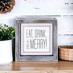 Eat Drink Merry 5 Inch Wood Sign Holiday Kitchen Wall Decor Rustic Christmas Home Accent BandsCo Straps