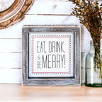 Eat Drink Merry 5 Inch Wood Sign Holiday Kitchen Wall Decor Rustic Christmas Home Accent BandsCo Straps