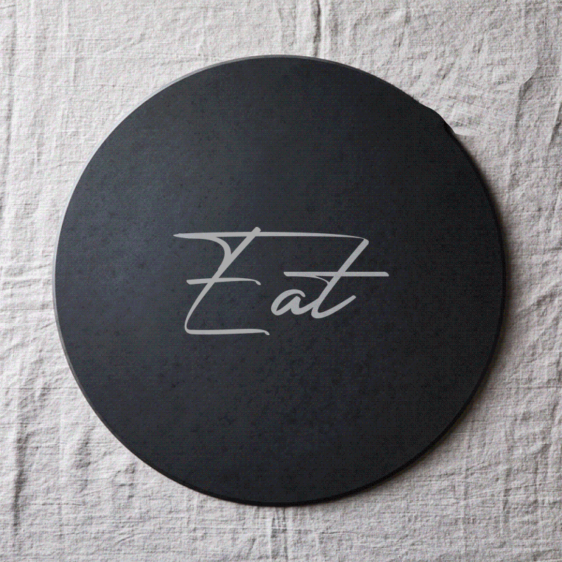 Slate Round 11" Cheese Board Natural Layered Edge Slim 5-6mm BandsCo Straps