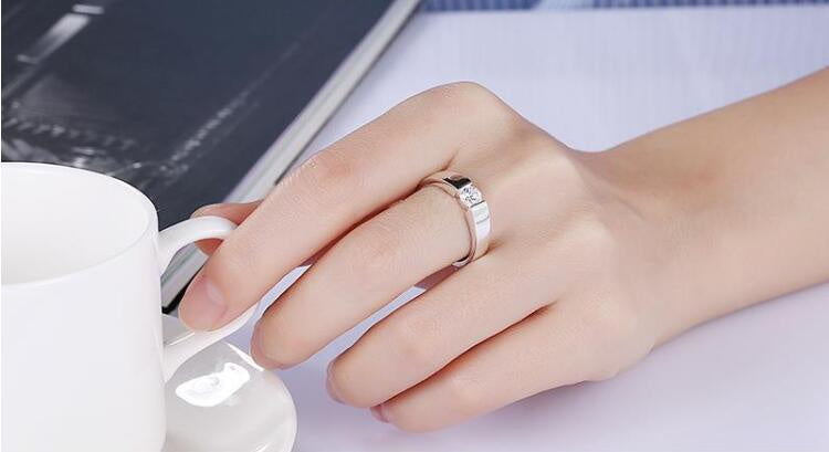 18K White Gold Plated Diamond Doppel Herz Ring