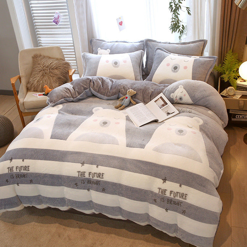 Milk Duvet Set Single Thickened Double Sided Duvet Cover Pi-Mart