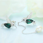 Hummingbird Jewelry Set Silver Plated Chain Necklace Stud Pi-Mart