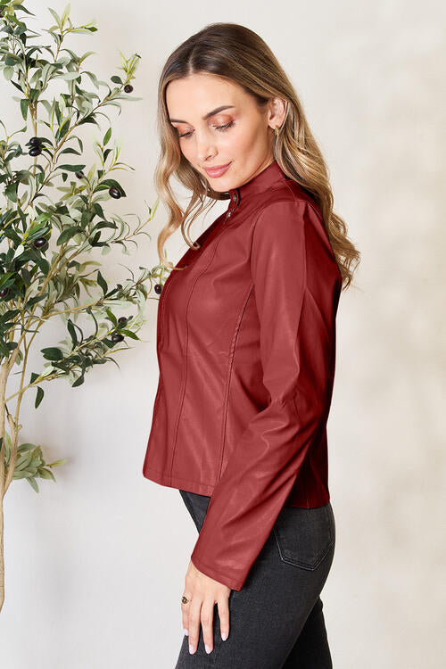 Women Classic Neck Zip-Up Jacket For Everyday Wear Elegant Girls Jacket Stevvex