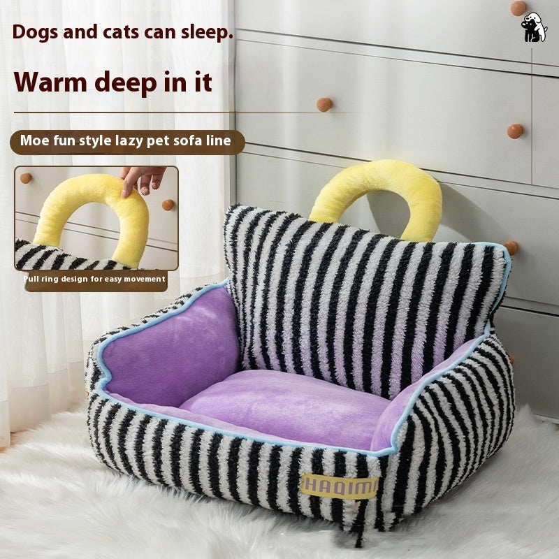 Pet Cat Kennel Striped Three-piece Pet Supplies Pi-Mart