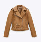 Women's Motorcycle Leather Jackets Autumn New Pi-Mart