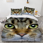 White Cute Cat Bedding Set Girl Ladies Bedroom Comfort Duvet Cover Pi-Mart
