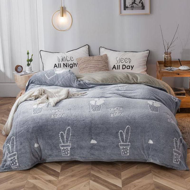 Plush Thick Snowflake Duvet Cover Single Piece Flannel Pi-Mart