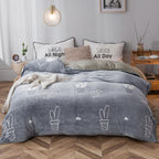 Plush Thick Snowflake Duvet Cover Single Piece Flannel Pi-Mart