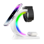 4 In 1 Magnetic Wireless Charger Fast Charging For Smart Phone Atmosphere Light Charging Station For Airpods Pro I-phone Watch Pi-Mart