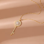 S925 Sterling Silver Key Diamond-studded Necklace Pi-Mart