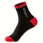 50 Pairs Of Men's Solid Letter Print Sport Crew Socks, Breathable Sweat-absorbing Comfy Soft Casual Simple Style Socks All Seasons Wearing Lootquake LLC