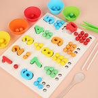 Children's Wooden Fine Action Digital Clip Beads Operation Board Digital Cognitive Color Matching Early Educational Toys Pi-Mart
