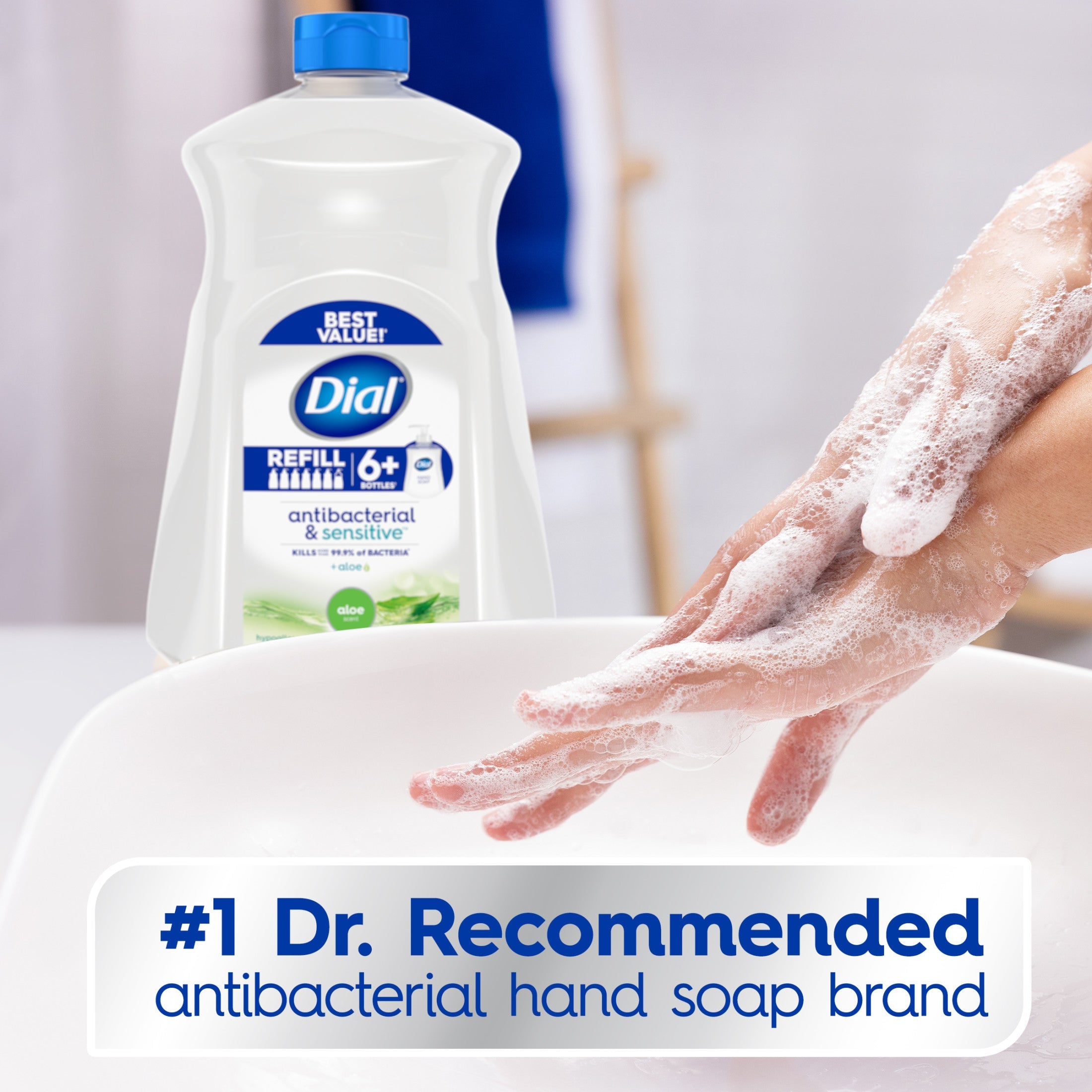 Dial Antibacterial Liquid Hand Soap Refill, Aloe Scent, 52 Ounce