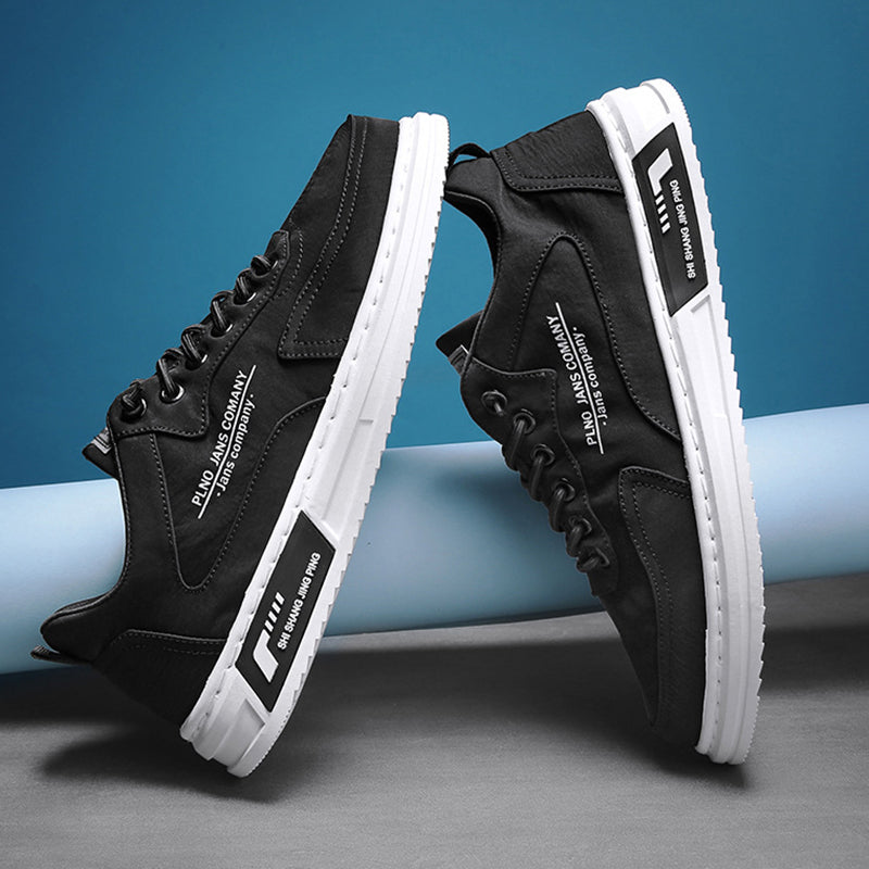 Men Sneakers Lace-up Letter Print Platform Canvas Shoes Sports Pi-Mart