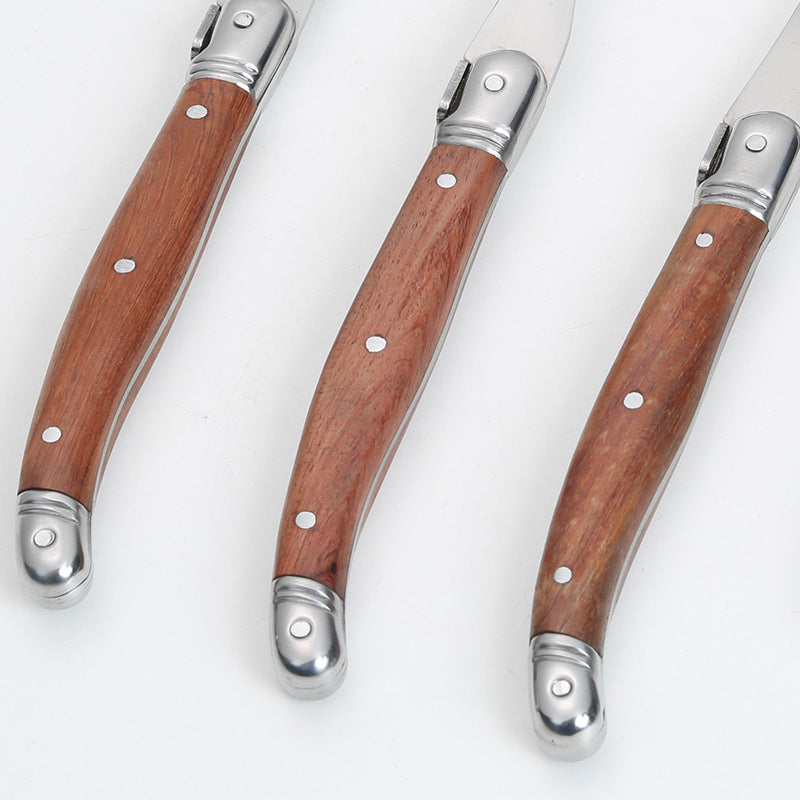 Stainless Steel Rosewood Wooden Handle Western Knife Steak Knife And Fork Set Pi-Mart