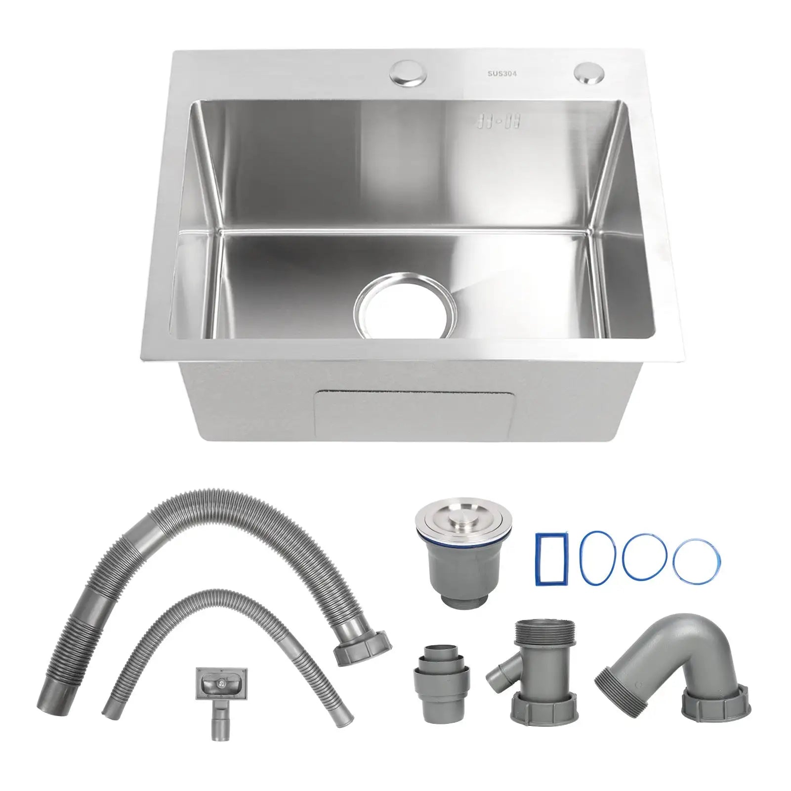 Single Basin Sink Set with Drainer, Stainless Steel Vegetable Washing Sink and Hose - SJB-DIAMOND ELITES