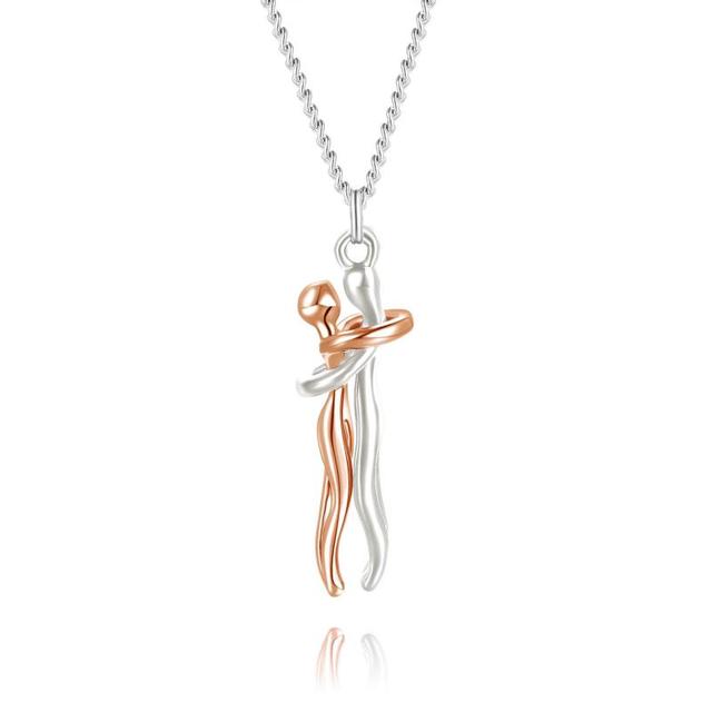 Couple Hugging Pendant Necklace Pi-Mart
