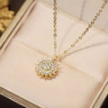 Rotatable Sunflower Necklace Full Of Diamonds Pi-Mart