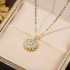 Rotatable Sunflower Necklace Full Of Diamonds Pi-Mart