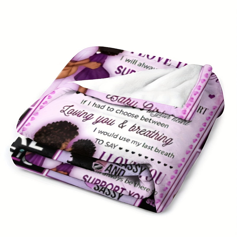 1pc To My Daughter Letter Blanket I Will Always Be There To Support You Love Mom, Women's Blanket Birthday Gift Winter Warm Blanket For Daughter Lootquake LLC