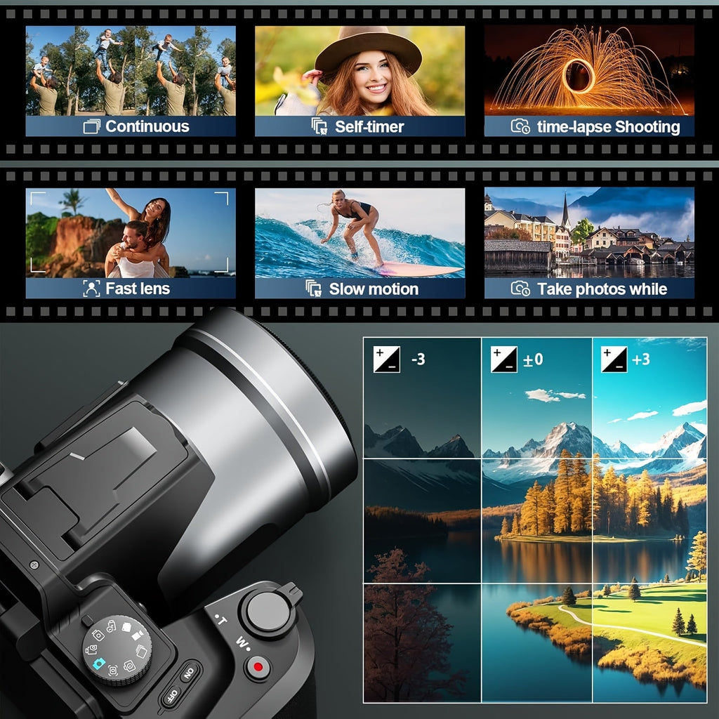 NBD 64MP Digital Camera for Photography, 5K Vlogging Camera for YouTube with 3" Flip Screen, 16X Digital Zoom, Autofocus, 2 Batteries, 32GB TF Card(S205, Black) Lootquake LLC