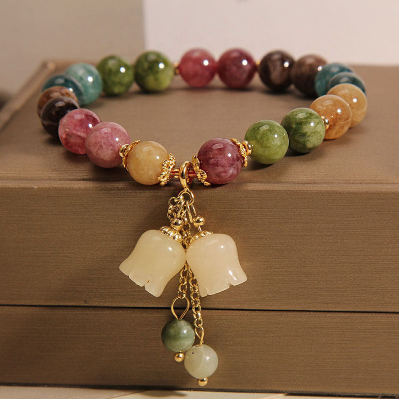 Natural Color Tourmaline Female Summer Ins Lily Pendant Bracelet Pi-Mart