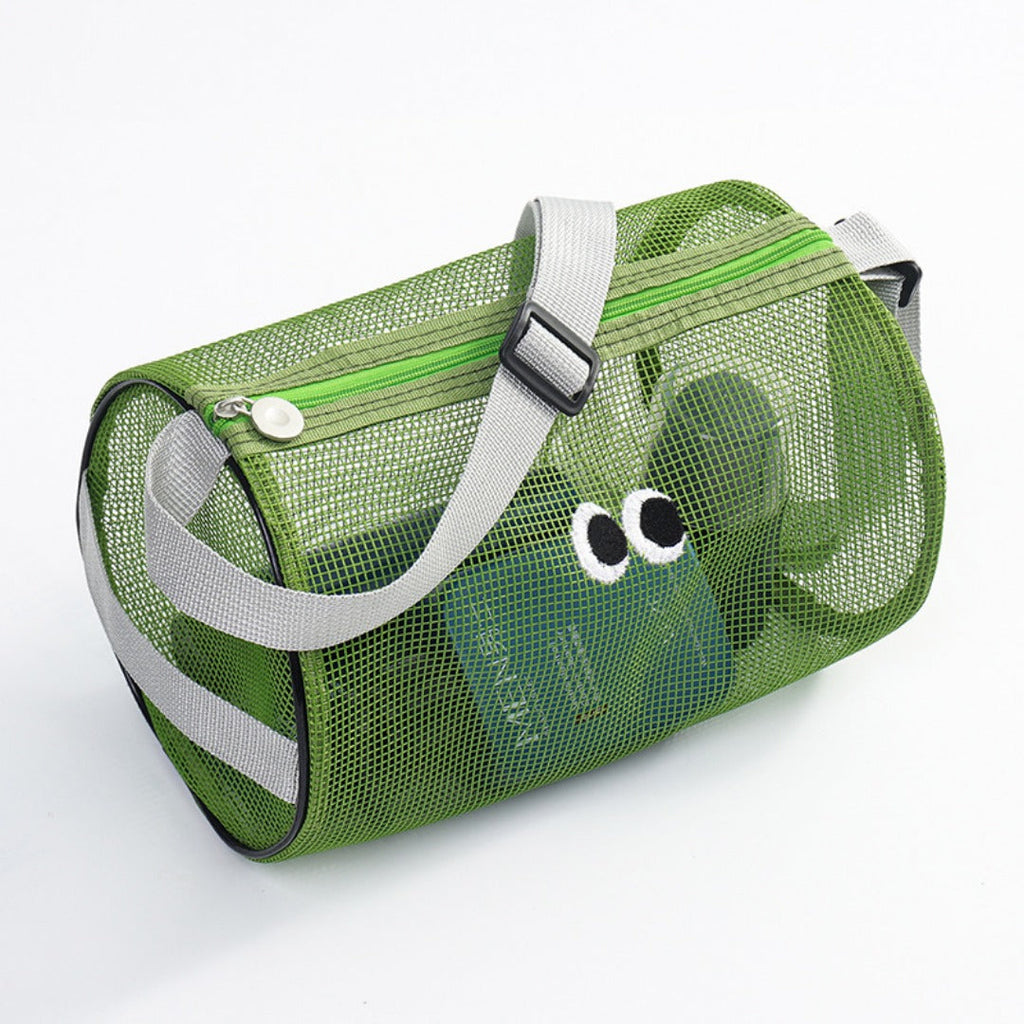Big eye mesh cylinder bag, breathable leisure travel crossbody bag mesh, portable crossbody beach bag, swimming wash storage bag - SJB-DIAMOND ELITES