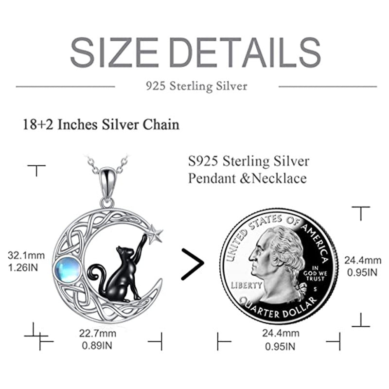 Moon Star Black Cat Pendant Item Pi-Mart