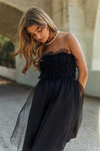 Mesh Ruffle Tube Top Swing Dress For Women – Ruffle Fluttering Dress, Tube Top Dress, Swing Dress, Summer Dress, Flirty Dress