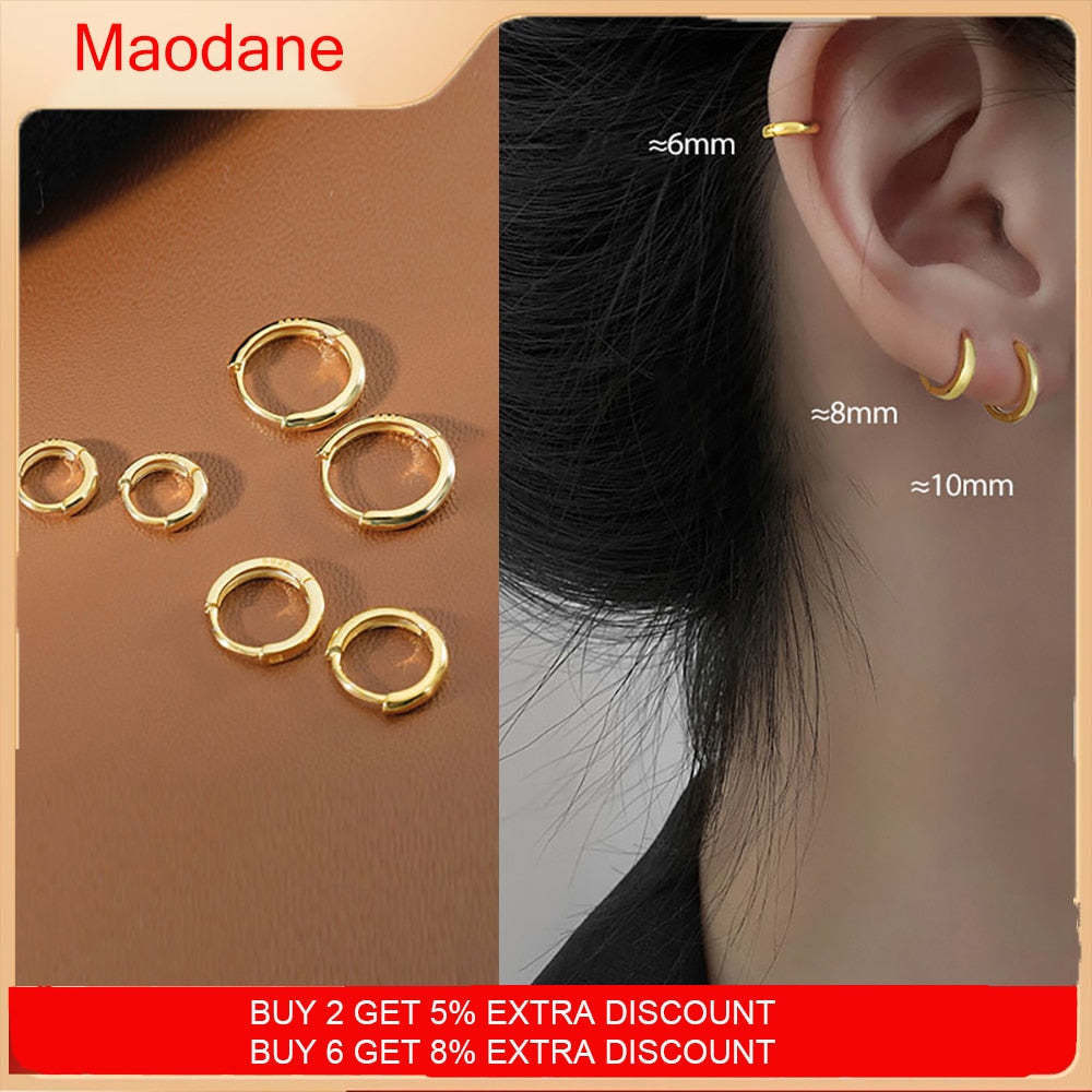 Stainless Steel Minimalist Huggie Hoop Earrings Pi-Mart