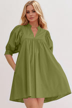 Pink Puff Sleeve Mini Dress Casual and Feminine Dress for Women Simple Classic Summer Dress Stevvex